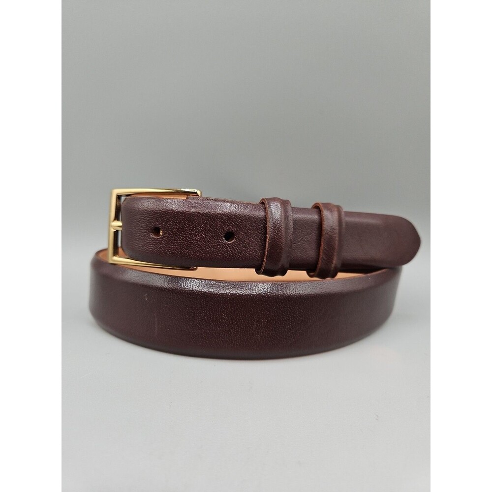 Men's Brown Asian Buffalo Crescent Belt Handcrafted In USA Brass Buckle 37